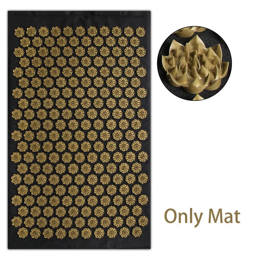 Lotus-Style Acupressure Spike Mat & Pillow Set - Acupuncture Massage Mat for Neck, Back & Feet (125 x 41 x 2 cm / 49.2 x 16.1 x 0.8 in)