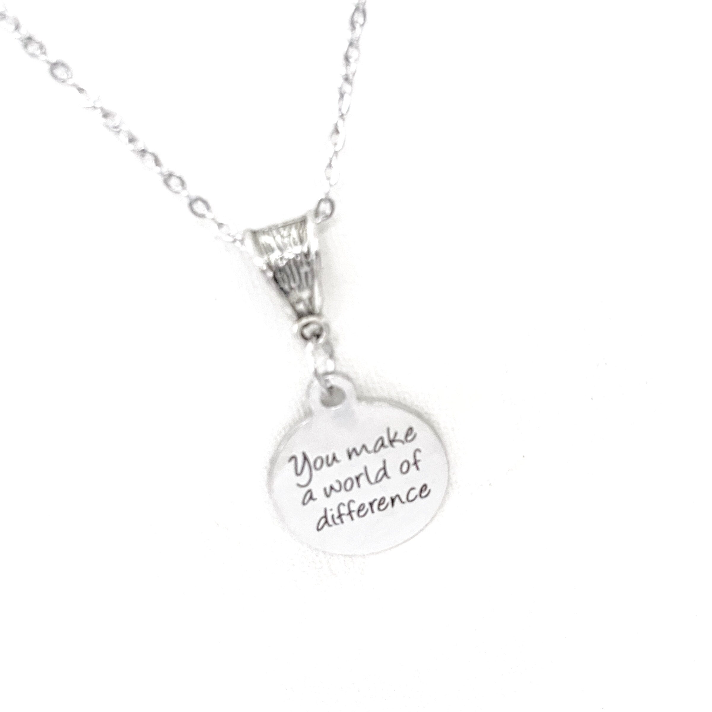 You Make A World Of Difference Necklace, Thank You Gifts, Geography Teacher Gift, Gift For Her, Wife Gift, Mom Gift, Friend Gift, Daughter